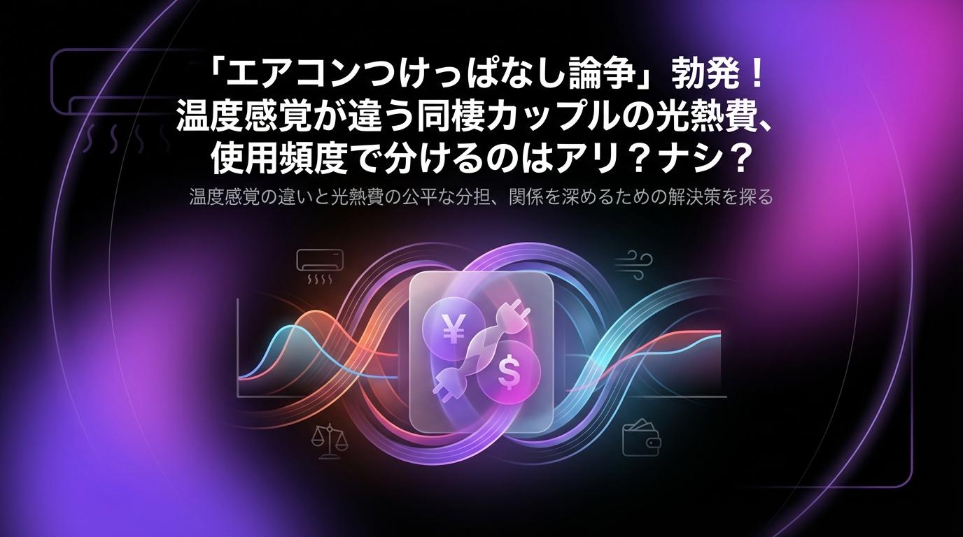 「エアコンつけっぱなし論争」勃発！温度感覚が違う同棲カップルの光熱費、使用頻度で分けるのはアリ？ナシ？のアイキャッチ画像 - 家計管理・レシートに関する記事