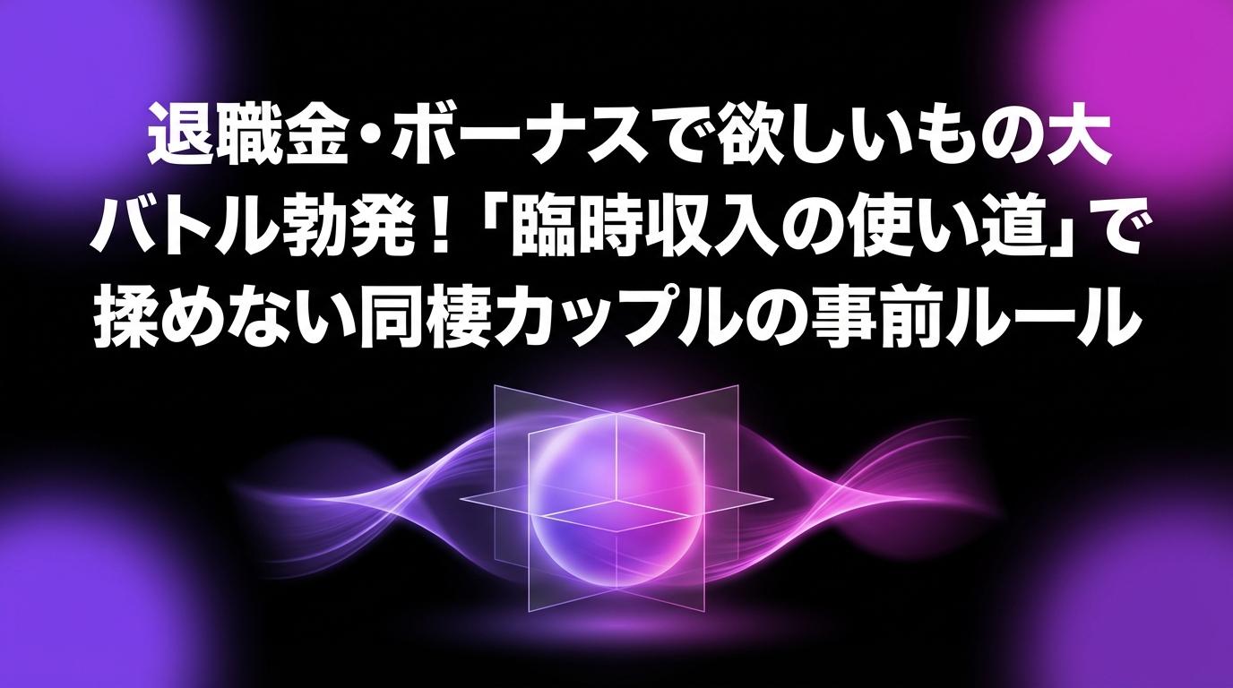 退職金・ボーナスで欲しいもの大バトル勃発！「臨時収入の使い道」で揉めない同棲カップルの事前ルールのアイキャッチ画像 - 同棲・カップルに関する記事