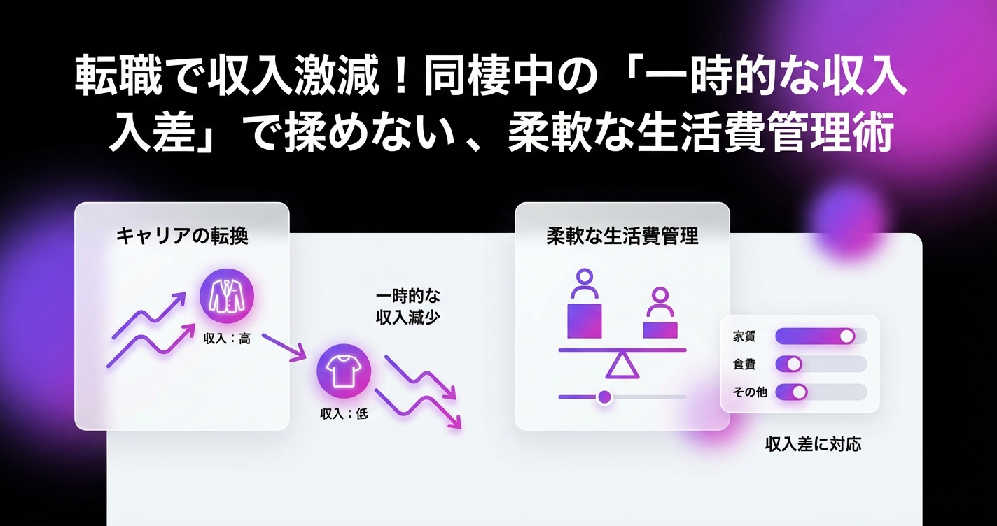 転職で収入激減！同棲中の「一時的な収入差」で揉めない、柔軟な生活費管理術のアイキャッチ画像 - 家計管理・レシートに関する記事