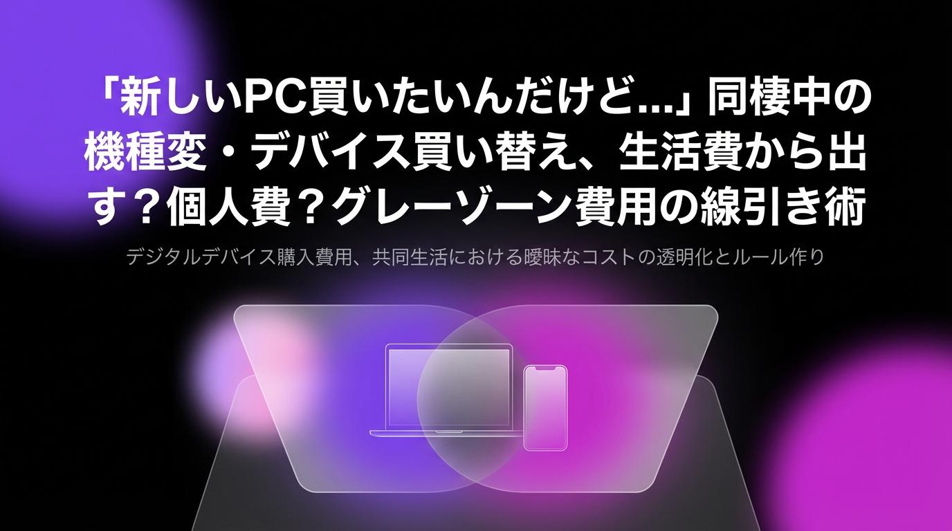 「新しいPC買いたいんだけど...」同棲中の機種変・デバイス買い替え、生活費から出す？個人費？グレーゾーン費用の線引き術のアイキャッチ画像 - 家計管理・レシートに関する記事