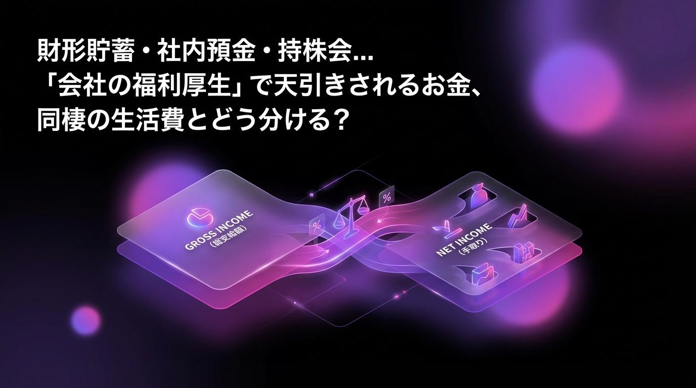 財形貯蓄・社内預金・持株会...「会社の福利厚生」で天引きされるお金、同棲の生活費とどう分ける？のアイキャッチ画像 - 同棲・カップルに関する記事