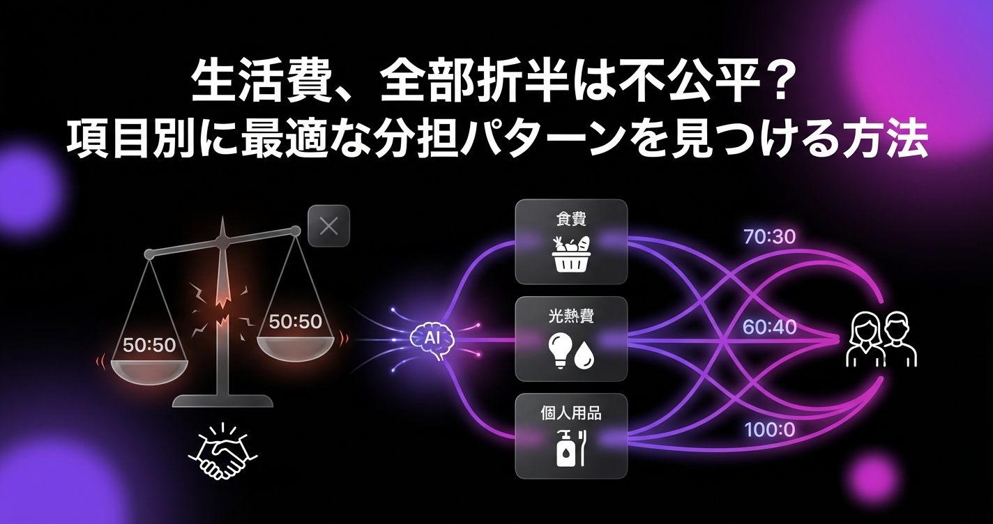 同棲の生活費、項目別に分けると楽になる！食費・光熱費・日用品...費目ごとの最適な分担パターンのアイキャッチ画像 - 同棲・カップルに関する記事