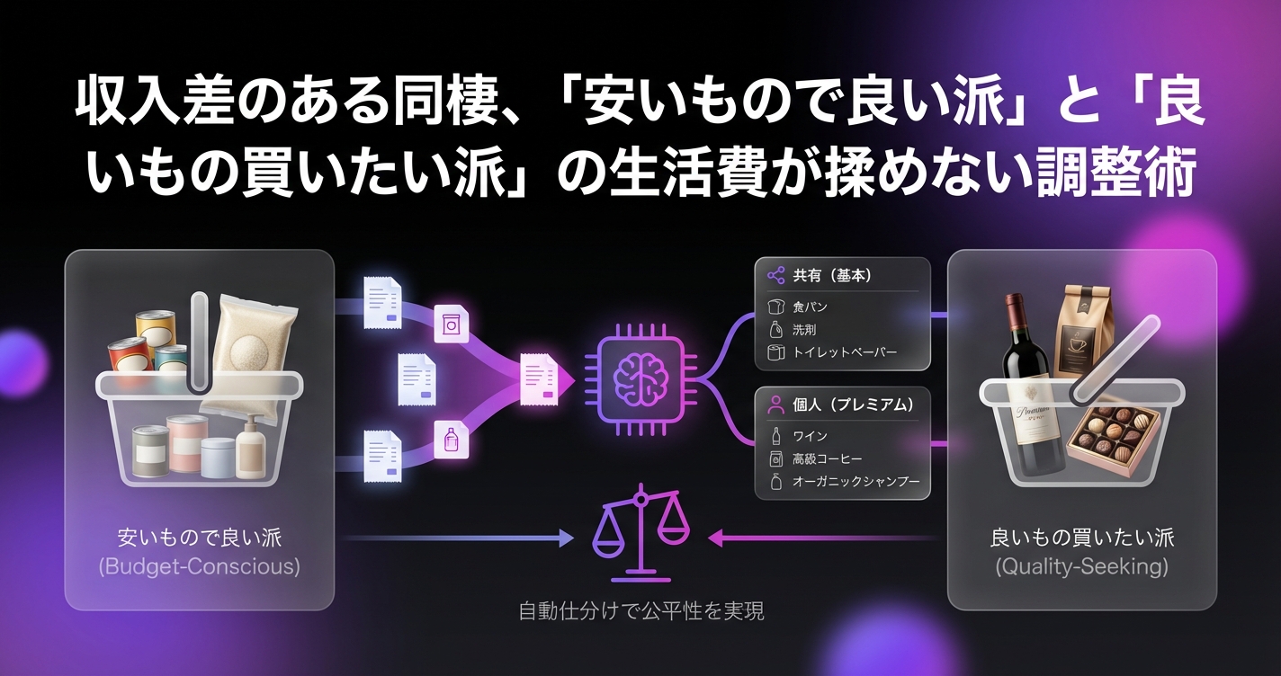 収入差+金銭感覚の違い｜「節約派」と「こだわり派」が揉めない同棲の家計調整術のアイキャッチ画像 - 同棲・カップルに関する記事