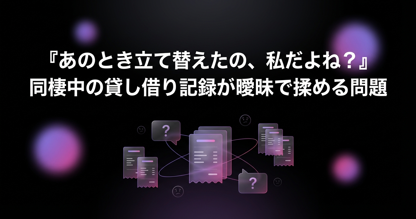『あのとき立て替えたの、私だよね？』同棲中の貸し借り記録が曖昧で揉める問題のアイキャッチ画像 - 家計管理・レシートに関する記事