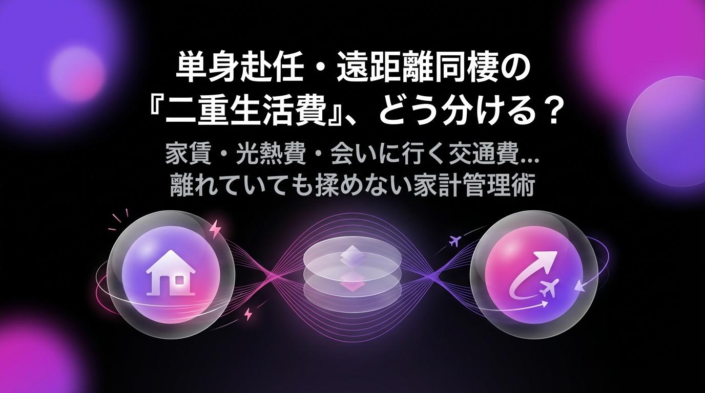 単身赴任・遠距離同棲の『二重生活費』、どう分ける？家賃・光熱費・会いに行く交通費...離れていても揉めない家計管理術のアイキャッチ画像 - 同棲・カップルに関する記事