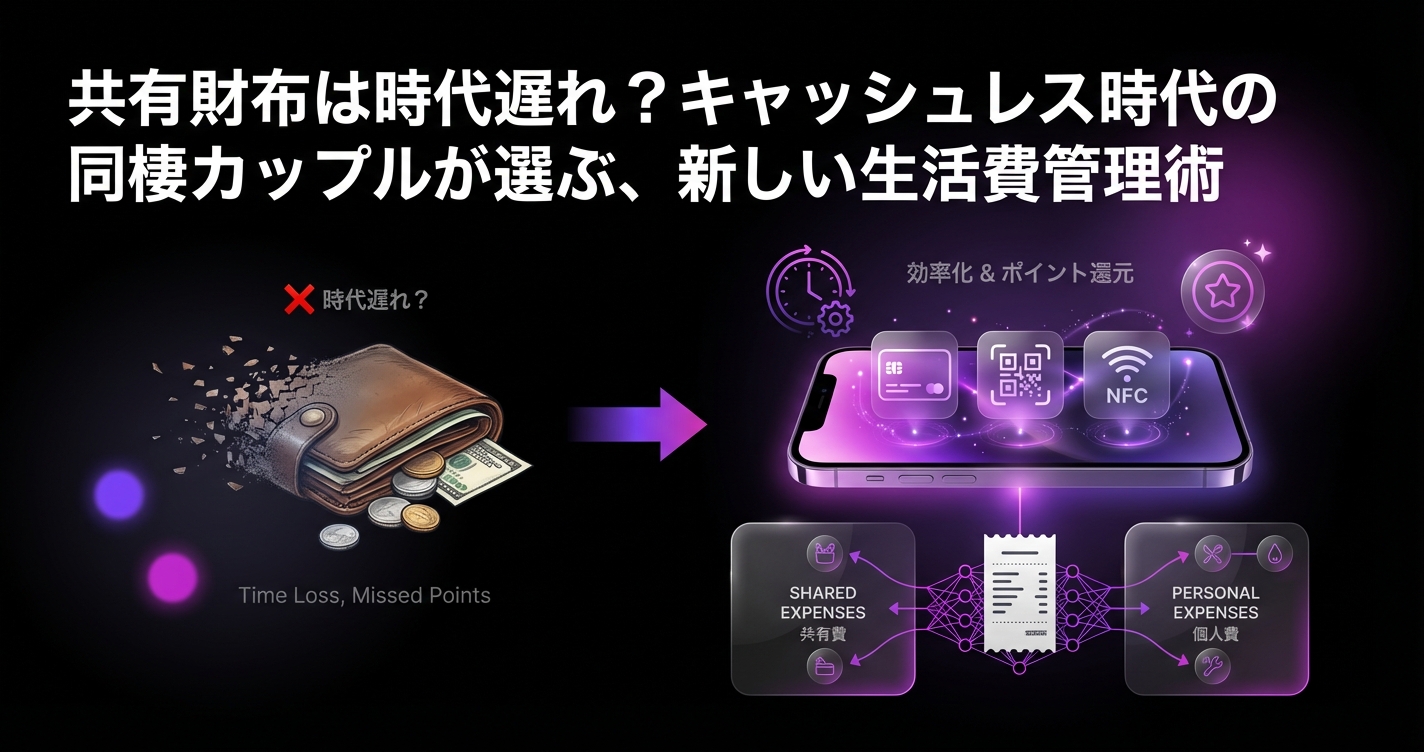 共有財布は時代遅れ？キャッシュレス時代の同棲カップルが選ぶ、新しい生活費管理術のアイキャッチ画像 - 家計管理・レシートに関する記事