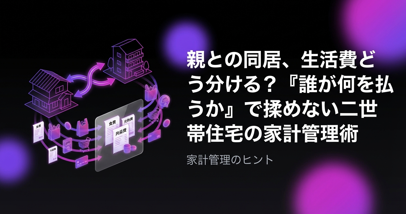 親との同居、生活費どう分ける？『誰が何を払うか』で揉めない二世帯住宅の家計管理術のアイキャッチ画像 - 同棲・カップルに関する記事